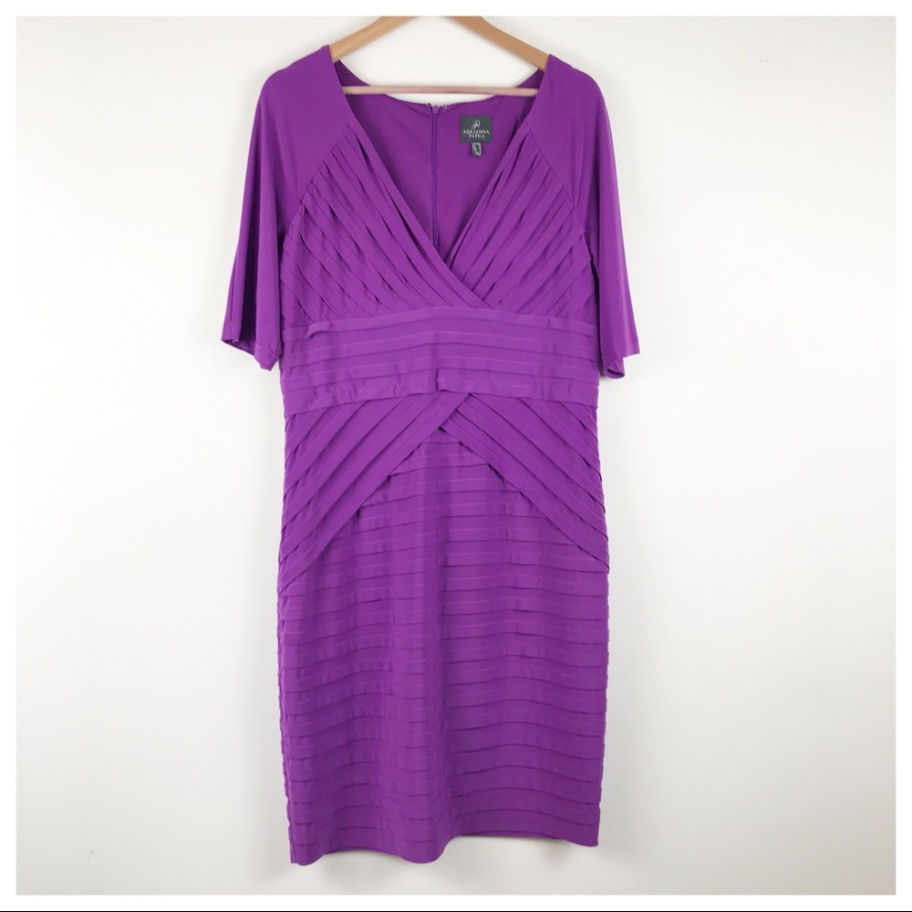 Adrianna Papell Pleated Jersey Bandage Dress Size 16